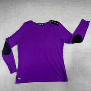 Lauren Jeans Co. Womens‎ Casual Top Purple Long Sleeve Epaulette Zipper XL Flaw